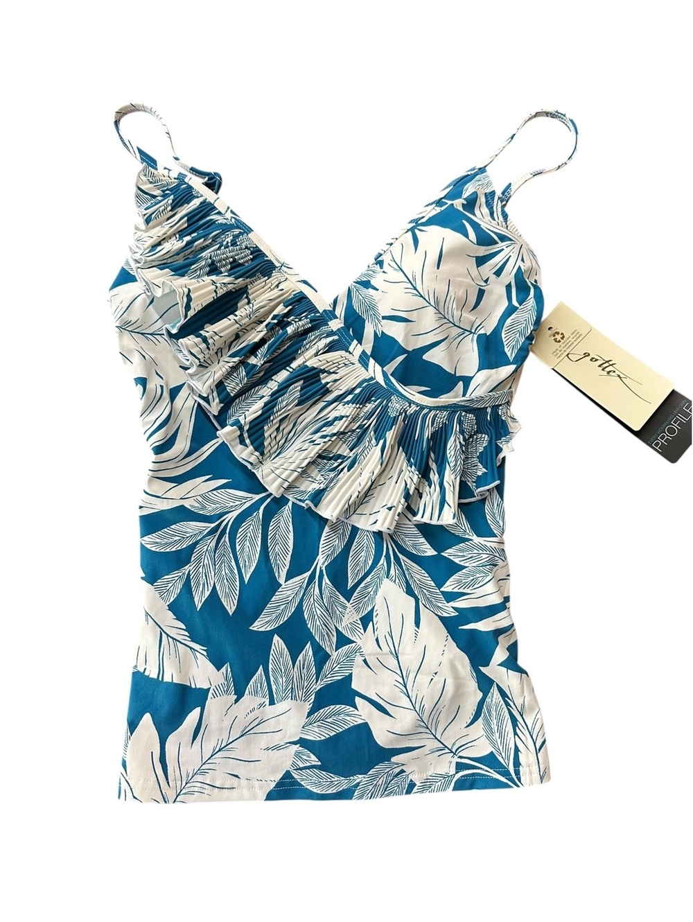 Gottex Teal and White Tankini Top